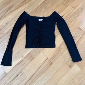 Hollister Black Long Sleeve Off The Shoulder Crop Top